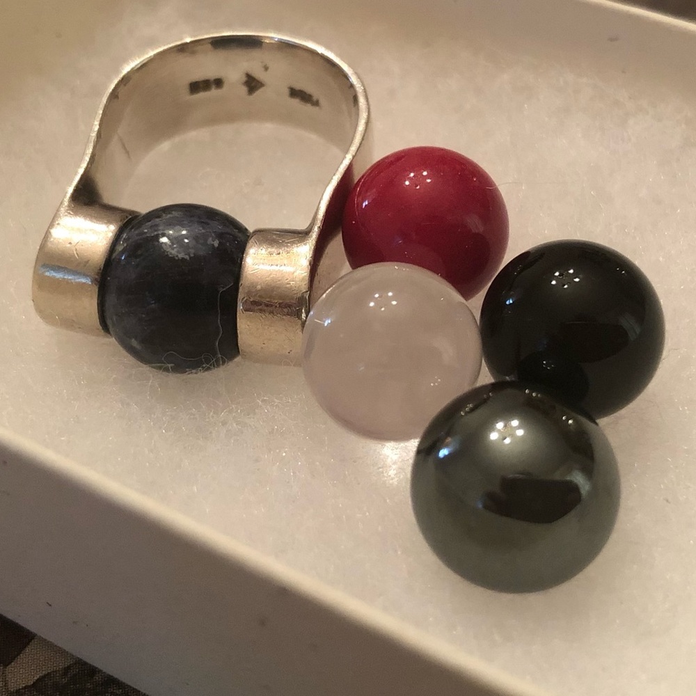 Silpada Sterling Silver and Natural Stone Interchangable Ball Ring Size 8 1/2 - Picture 4 of 4